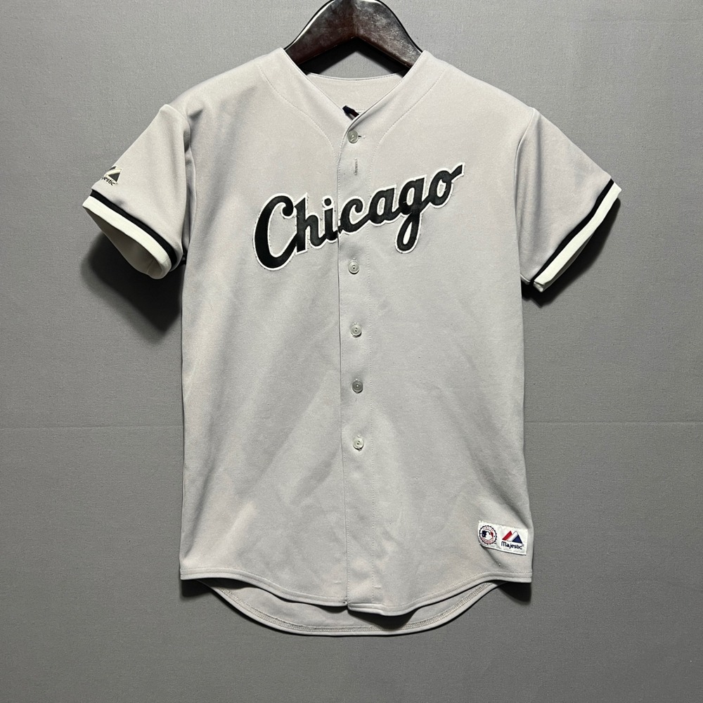 Majestic Chicago White Sox Baseball Jersey Mens XS Gray Button Up MLB USA Made